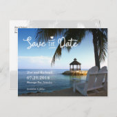 Tropical Beach Save the Date Postcard Ankündigungspostkarte (Vorne/Hinten)