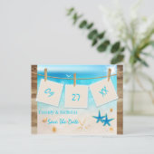 Tropical Beach Save the Date Postcard Ankündigungspostkarte (Stehend Vorderseite)