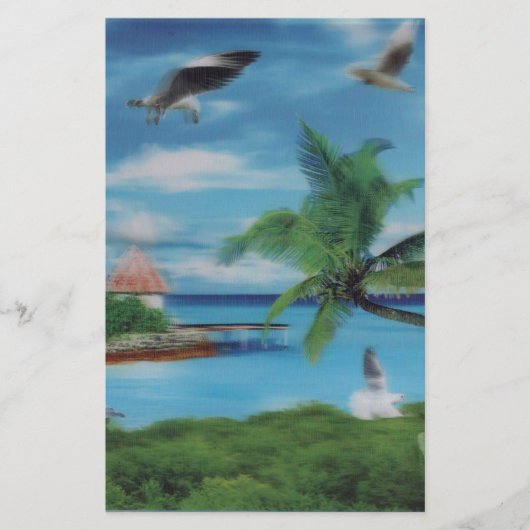 Tropical Beach Scene Art Print Briefpapier (Vorderseite)