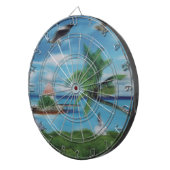 Tropical Beach Scene Art Print Dartscheibe (Vorderseite rechts)