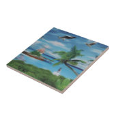 Tropical Beach Scene Art Print Fliese (Seite)