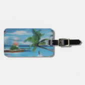 Tropical Beach Scene Art Print Gepäckanhänger (Vorderseite horizontal)
