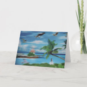 Tropical Beach Scene Art Print Karte