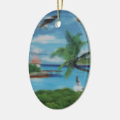 Tropical Beach Scene Art Print Keramik Ornament (Links)