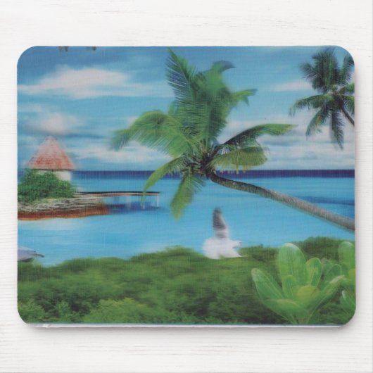 Tropical Beach Scene Art Print Mousepad (Vorne)