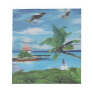 Tropical Beach Scene Art Print Notizblock
