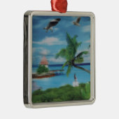 Tropical Beach Scene Art Print Ornament Aus Metall (Rechts)