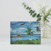 Tropical Beach Scene Art Print Postkarte (Stehend Vorderseite)