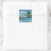Tropical Beach Scene Art Print Quadratischer Aufkleber (Tasche)