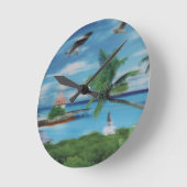 Tropical Beach Scene Art Print Runde Wanduhr (Winkel)