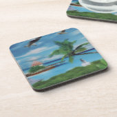 Tropical Beach Scene Art Print Untersetzer (Linke Seite)