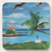Tropical Beach Scene Art Print Untersetzer (Vorderseite)