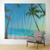 Tropical Beach Scene Palm Trees Hawaii Wandteppich (Beispiel (Horizontal))