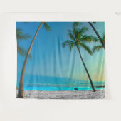 Tropical Beach Scene Palm Trees Hawaii Wandteppich (Vorderseite (Horizontal))