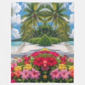 Tropical Beach Scene Throw Blanket Fleecedecke (Vorderseite)