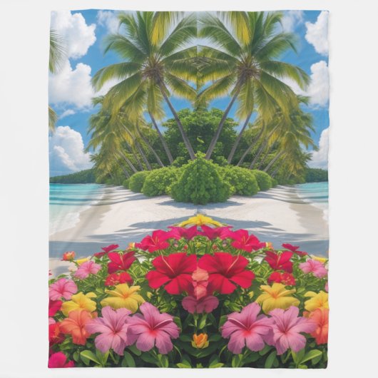 Tropical Beach Scene Throw Blanket Fleecedecke (Vorderseite)