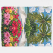 Tropical Beach Scene Throw Blanket Fleecedecke (Vorderseite (Horizontal))