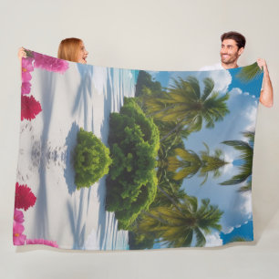 Tropical Beach Scene Throw Blanket Fleecedecke