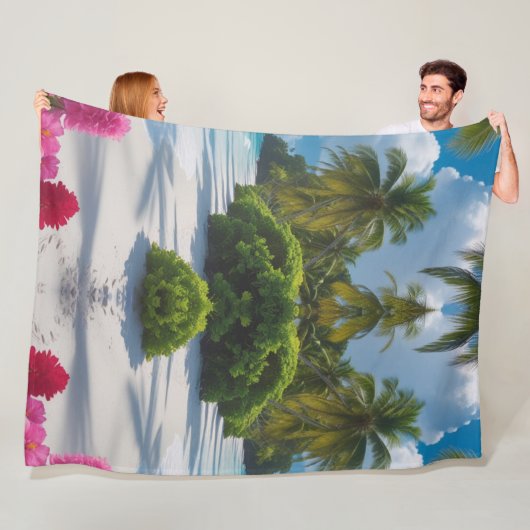 Tropical Beach Scene Throw Blanket Fleecedecke (Beispiel)
