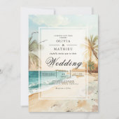 Tropical Beach Scene Wedding Einladung (Vorderseite)
