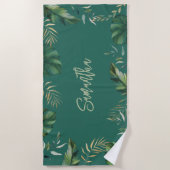 Tropical Beach Script Botanical Custom Strandtuch (Vorderseite)