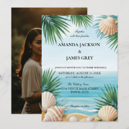 Tropical Beach Sea Blue Wedding Invitation Einladung