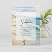 Tropical Beach Sea Brautparty Einladung (Stehend Vorderseite)