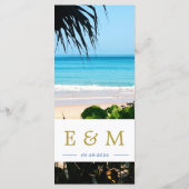 Tropical Beach Sea Summer Monogram Menükarte (Rückseite)