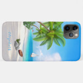 Tropical Beach Seascape Illustration Individuelle  Case-Mate iPhone Hülle (Rückseite (Horizontal))