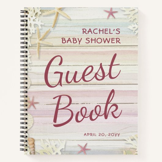 Tropical Beach Seashell Baby Showroom Guest Book Notizblock (Vorderseite)