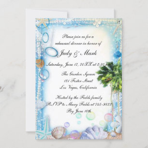 Tropical Beach Seashell Hochzeit Probe Dinner Einladung
