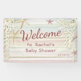 Tropical Beach Seashell Modern Boho Baby Dusche Banner