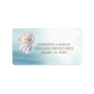 Tropical Beach Seashell Watercolor Rücksendeadress Adressaufkleber