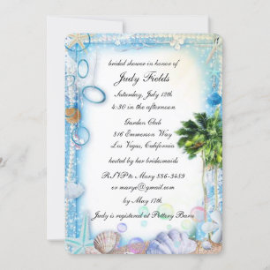 Tropical Beach Seashell Wedding Brautparty Card Einladung