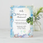 Tropical Beach Seashell Wedding Bridesmaids Card Einladung (Stehend Vorderseite)