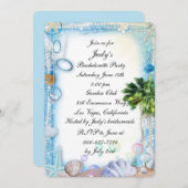 Tropical Beach Seashell Wedding Junggeselinnen-Abs Einladung (Vorne/Hinten)