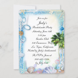 Tropical Beach Seashell Wedding Junggeselinnen-Abs Einladung