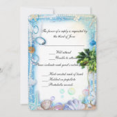 Tropical Beach Seashell Wedding Response Card Einladung (Vorderseite)