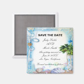 Tropical Beach Seashell Wedding rettet das Datum Magnet (Vorderseite/Rückseite)