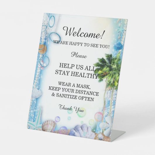 Tropical Beach Seashell Wedding Safety Sockelschild (Vorderseite)