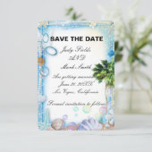 Tropical Beach Seashell Wedding speichert die Datu Save The Date (Stehend Vorderseite)