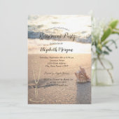 Tropical Beach Seashell Wine Glass Retirement Einladung (Stehend Vorderseite)