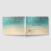 Tropical Beach Seashells Hearts Wedding Gästebuch (Voll)