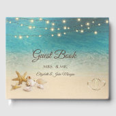 Tropical Beach Seashells Hearts Wedding Gästebuch (Vorderseite)