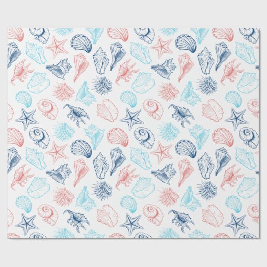 Tropical Beach Seashells Pattern Geschenkpapier (Flach)