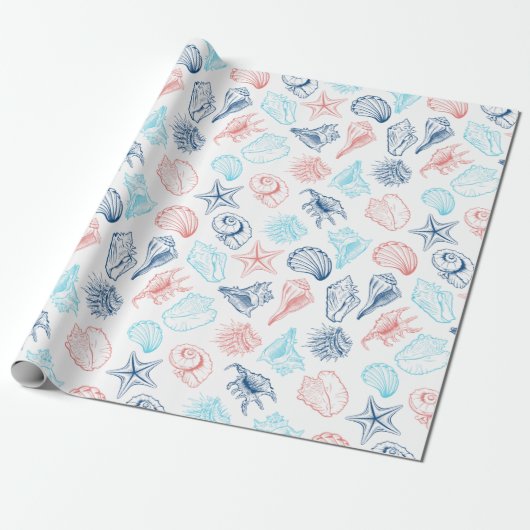 Tropical Beach Seashells Pattern Geschenkpapier (Ungerollt)