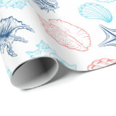 Tropical Beach Seashells Pattern Geschenkpapier (Rolleneckpunkt)