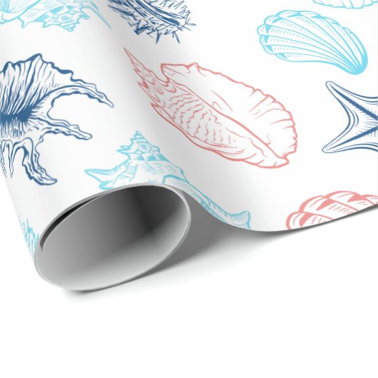 Tropical Beach Seashells Pattern Geschenkpapier (Rolleneckpunkt)