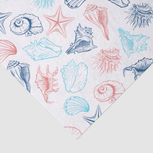 Tropical Beach Seashells Pattern Seidenpapier (Detail)