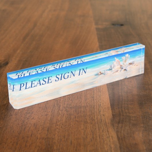 Tropical Beach Seashells Sand Namensplakette (Seite)